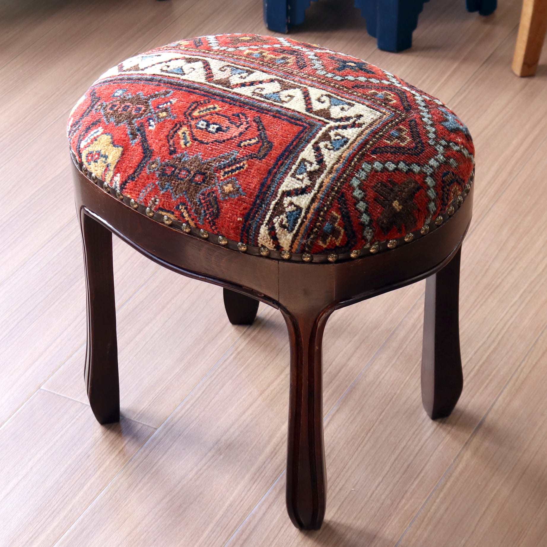 アンティークラグ木製家具 H40×W31.5×D41.5cm スツール オットマン