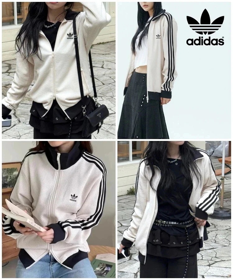 Qoo10 adidas ワッフル トラック ジャケット ミドル