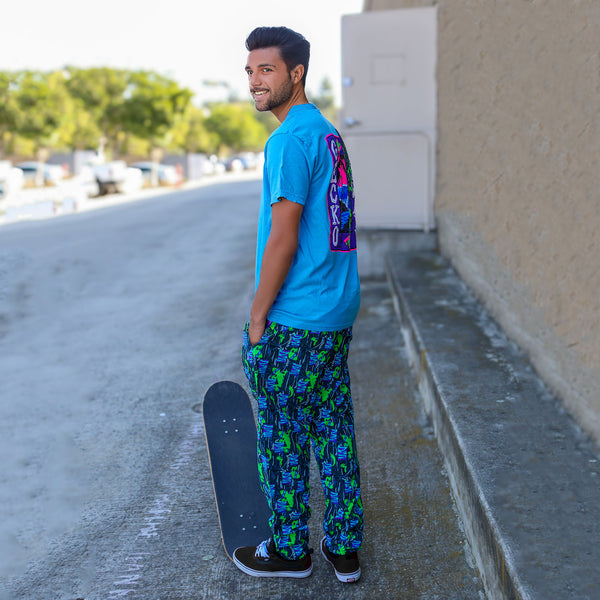 1988 ORIGINAL Cotton Jungle Beach Pants - Jade/Purple | Gecko Hawaii