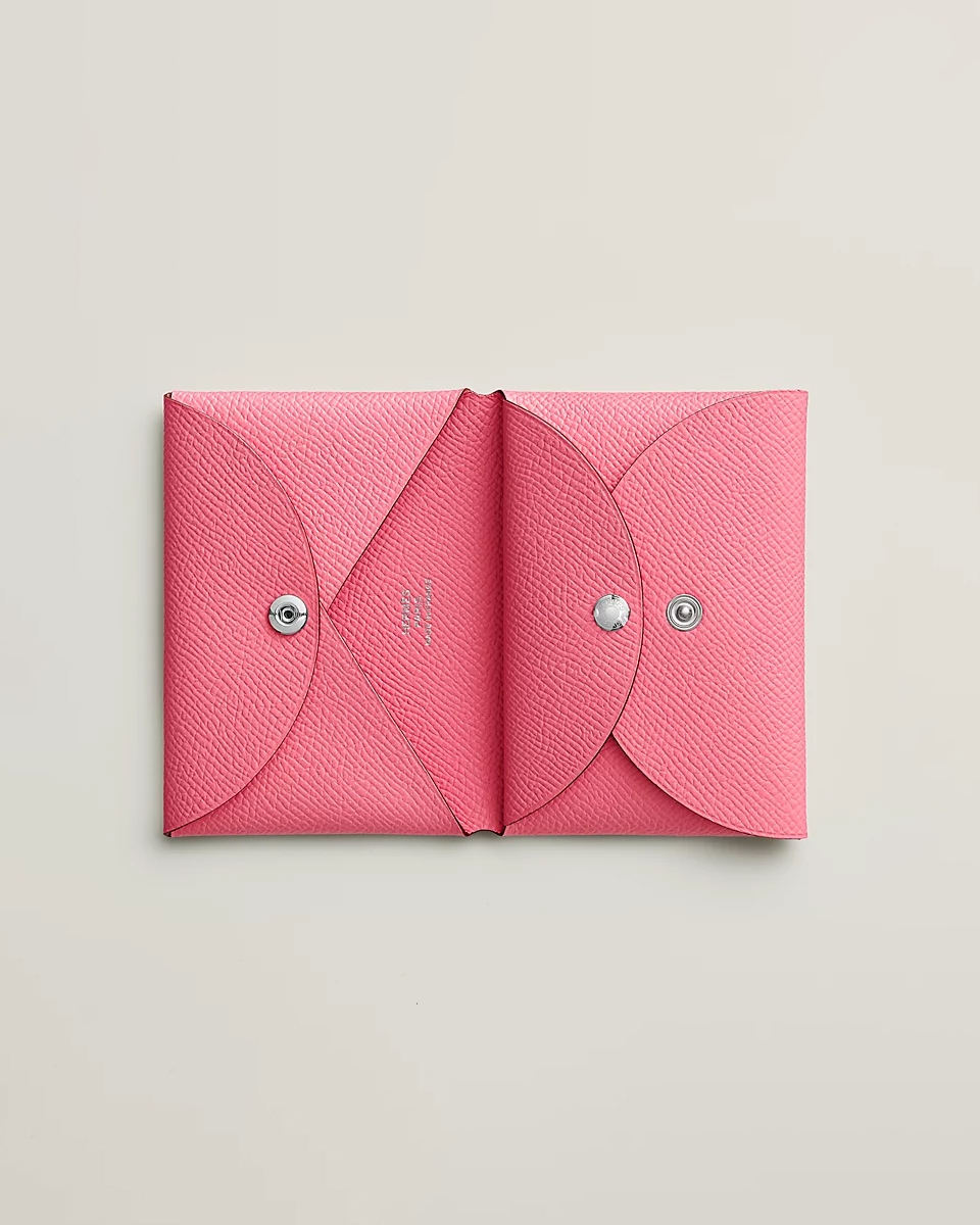 Calvi Duo Compact Card Holder Rose Azalee Epsom | GEELUXURY.COM