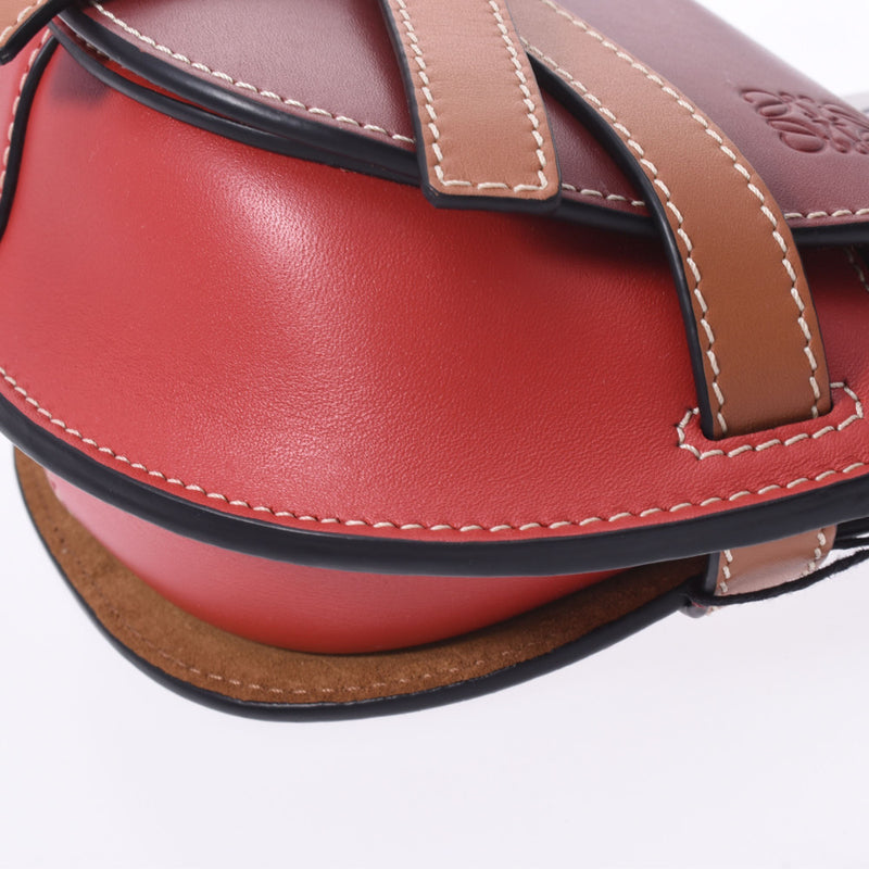 ロエベゲートミニ 赤/ボルドー/茶 レディース カーフ ショルダーバッグ