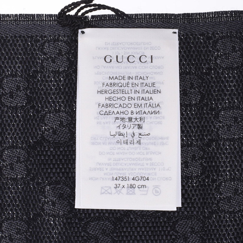 グッチGG柄 ウェビングライン ストール 黒 ユニセックス マフラー