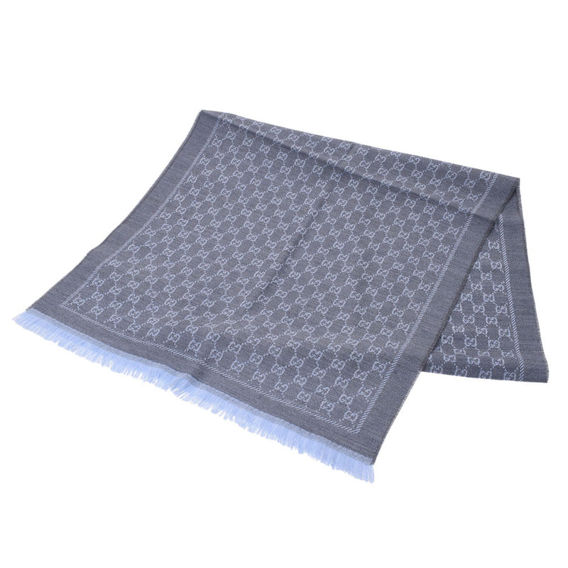グッチGG柄 ストール グレー/水色 ユニセックス マフラー 411115 GUCCI