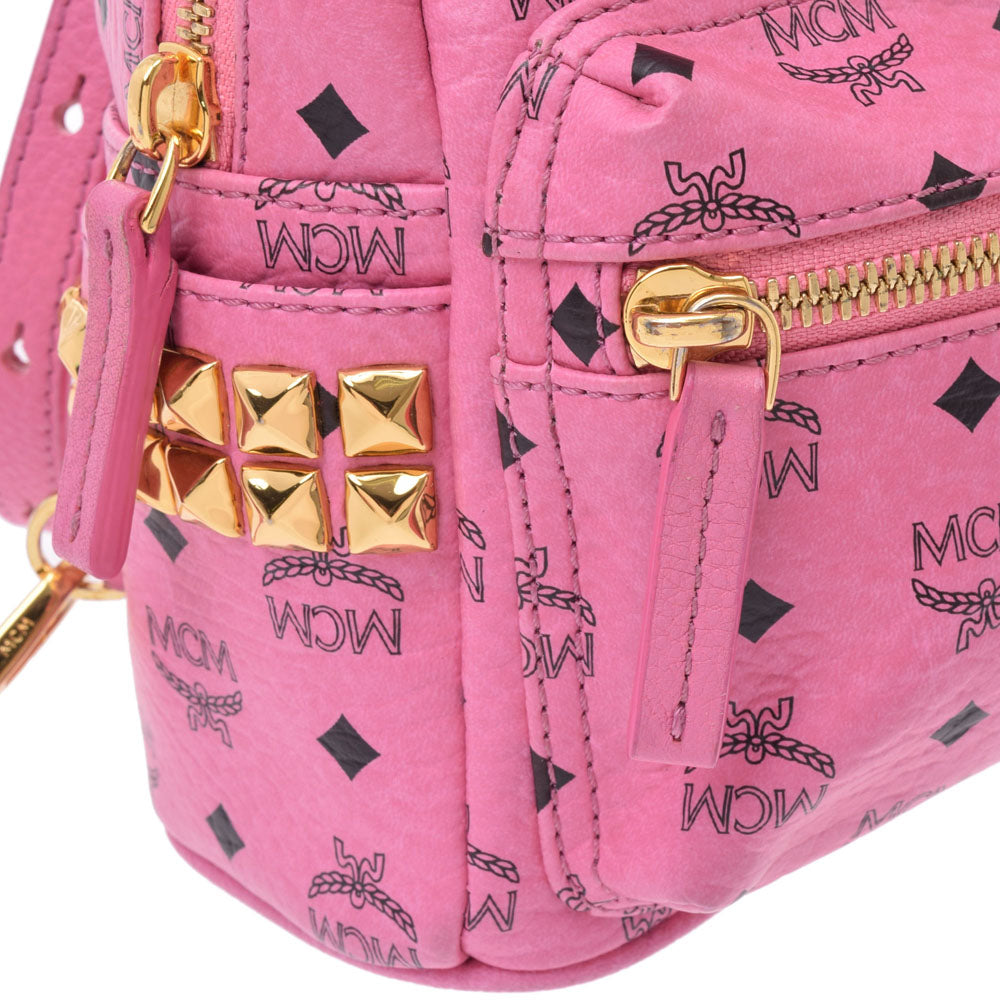 エムシーエムバックパック ミニ スタッズ ピンク レディース リュック
