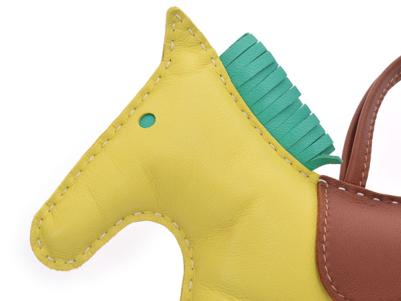 エルメスロデオGM 馬型チャーム ライム/ミント/茶 ユニセックス レザー