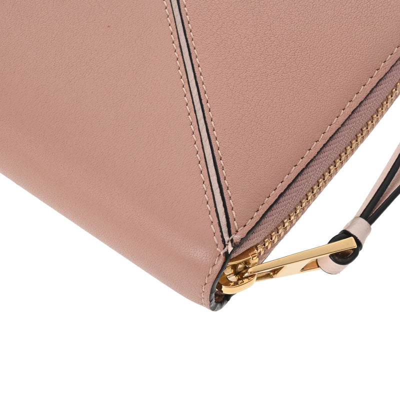 ロエベアナグラム パズル ジップアラウンド ベージュ/ピンク