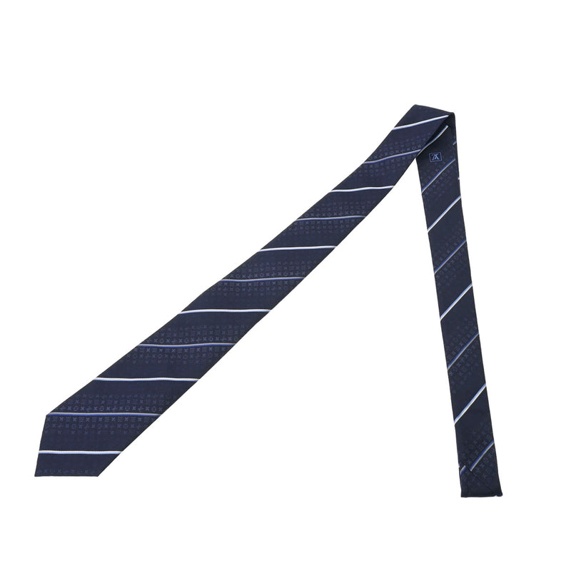ルイヴィトンネクタイ オーバーザストライプス 紺 メンズ シルク100