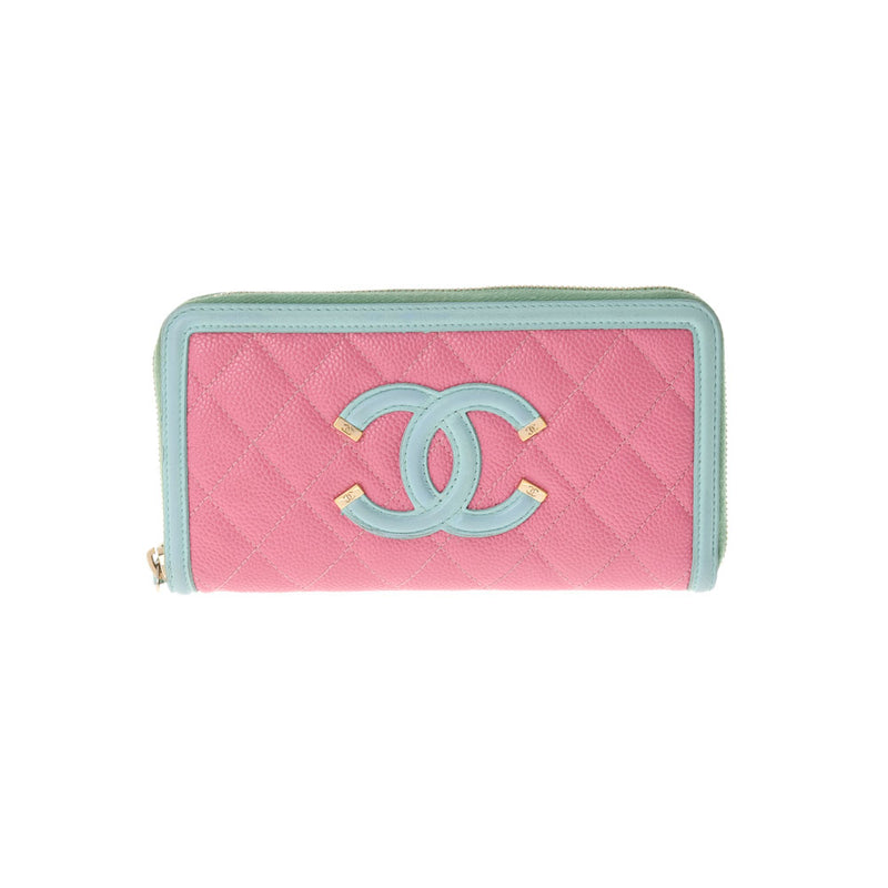 シャネルフィリグリー ラウンドファスナー長財布 14143 ピンク