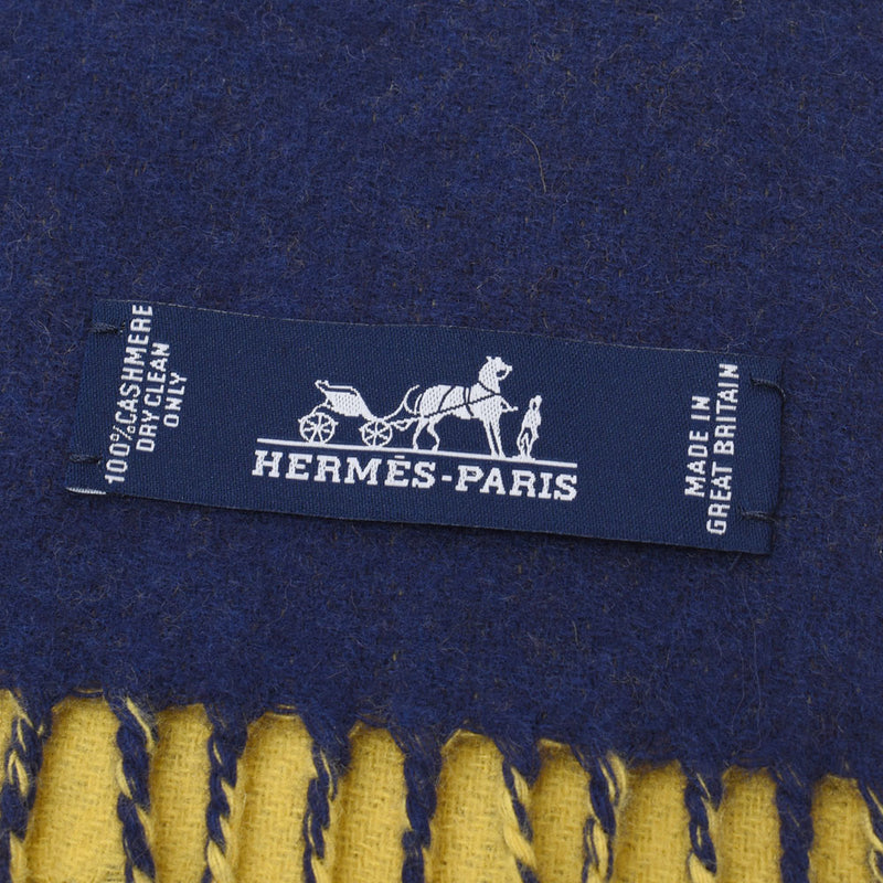 エルメスバイカラー 黄/紺 ユニセックス マフラー HERMES 中古 – 銀蔵