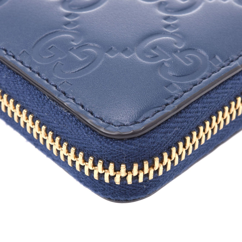 グッチグッチシマ カードケース 紺 ユニセックス レザー コインケース