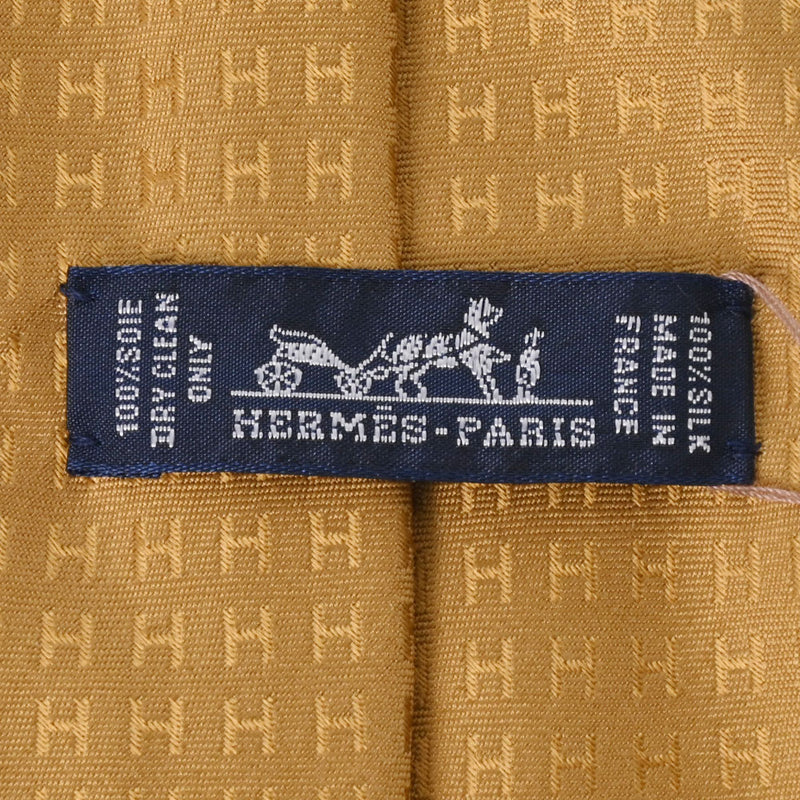 エルメスH柄 ゴールド メンズ シルク100％ ネクタイ HERMES – 銀蔵