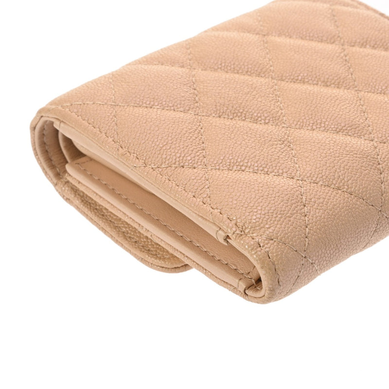 シャネル スモールフラップウォレット ベージュ レディース キャビア