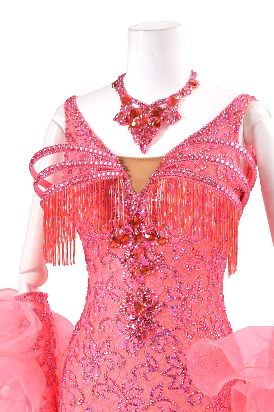 スタンダードドレス WS0682D サーモン M 社交ダンス モダンドレス