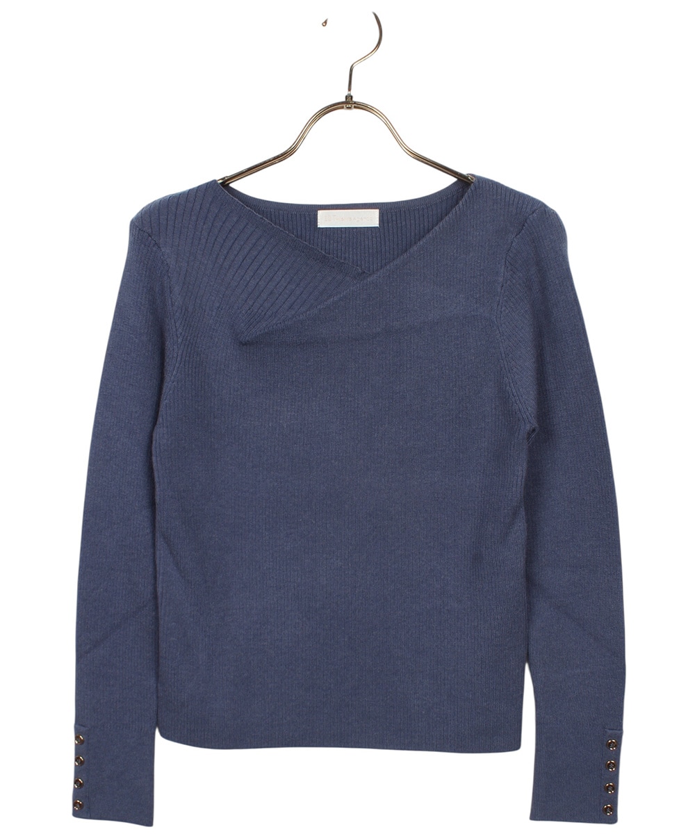 SALE】アシメタックネックリブニットプルオーバー - 12Twelve Agenda