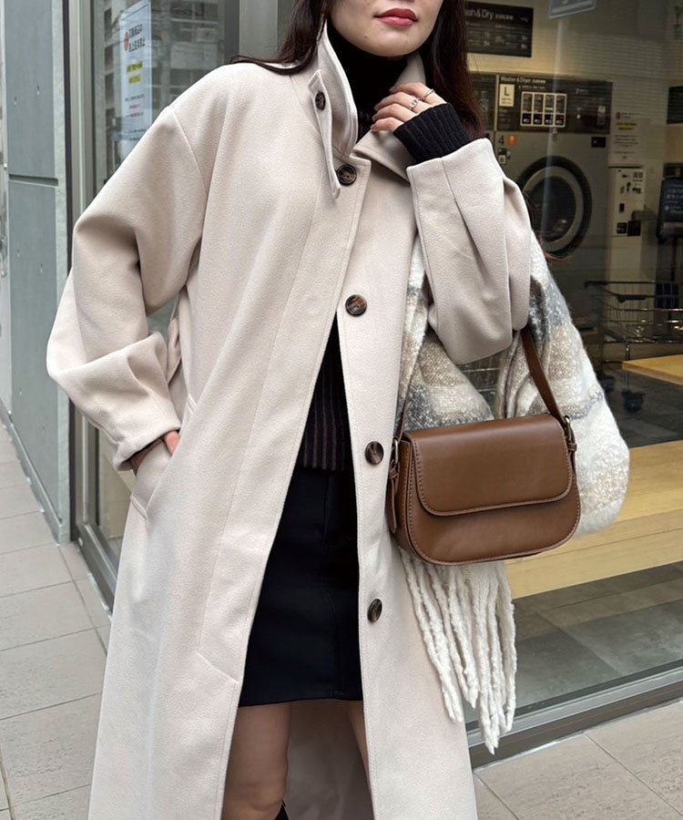 ベルト付きボリューム袖ステンカラーコート | OUTER,ジャケット | LOWY