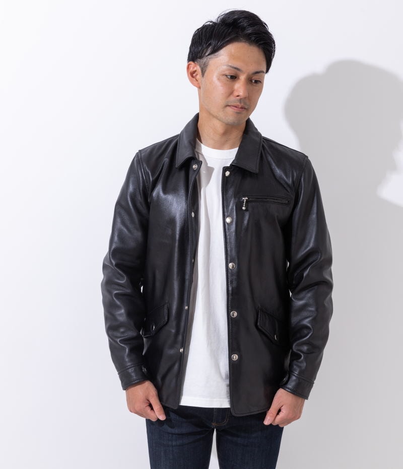 フリーダムレザー 革ジャン メンズ ラムレザー コーチジャケット 本革