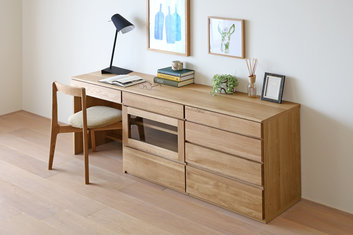 ASTER DESK SET7 180天板 + 60デスク ＋ 60ガラス扉 + 60チェスト