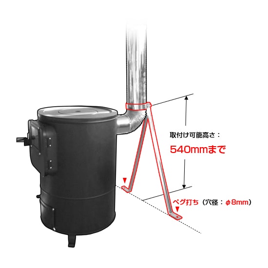 ステンレス 煙突支え φ100mm用 | 鉄板製薪ストーブ（日本製