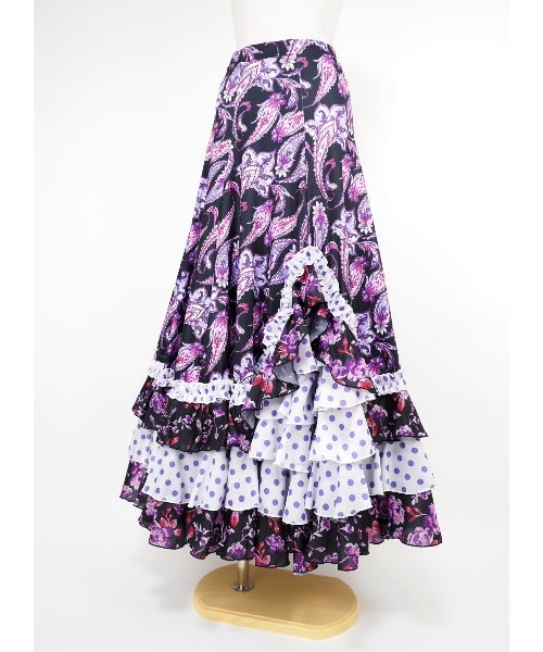 フラメンコファルダ デザインファルダ ブラック×パープル 【フラメンコ