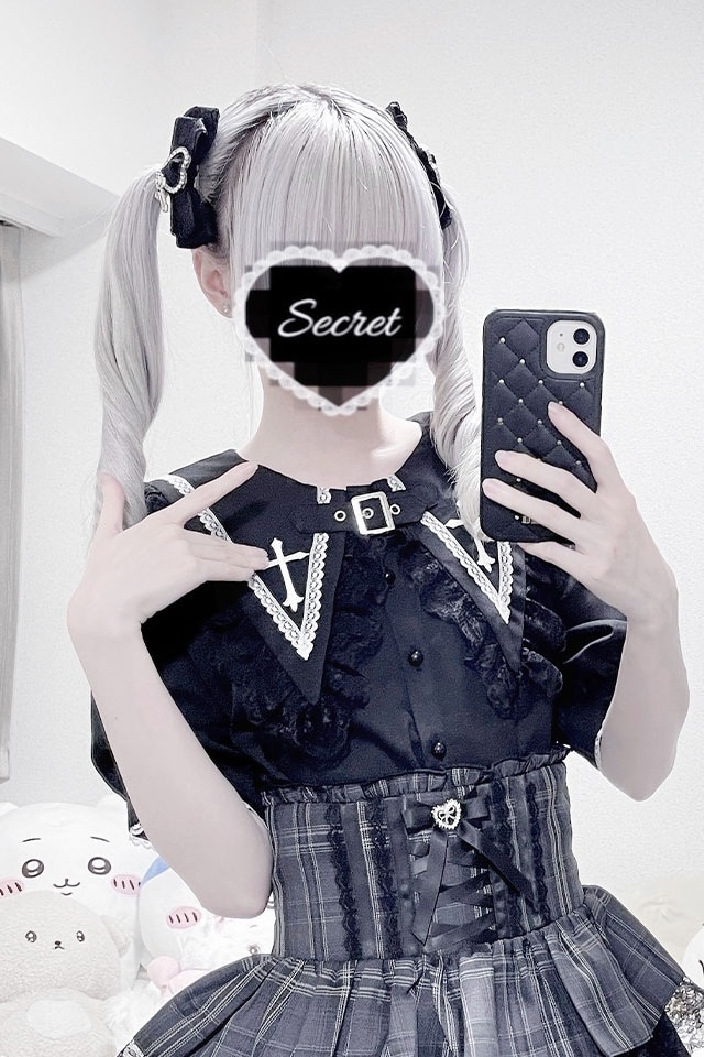 MA*RS】BIG襟クロス刺繍ブラウス - ブラック size-F | 地雷系・量産型