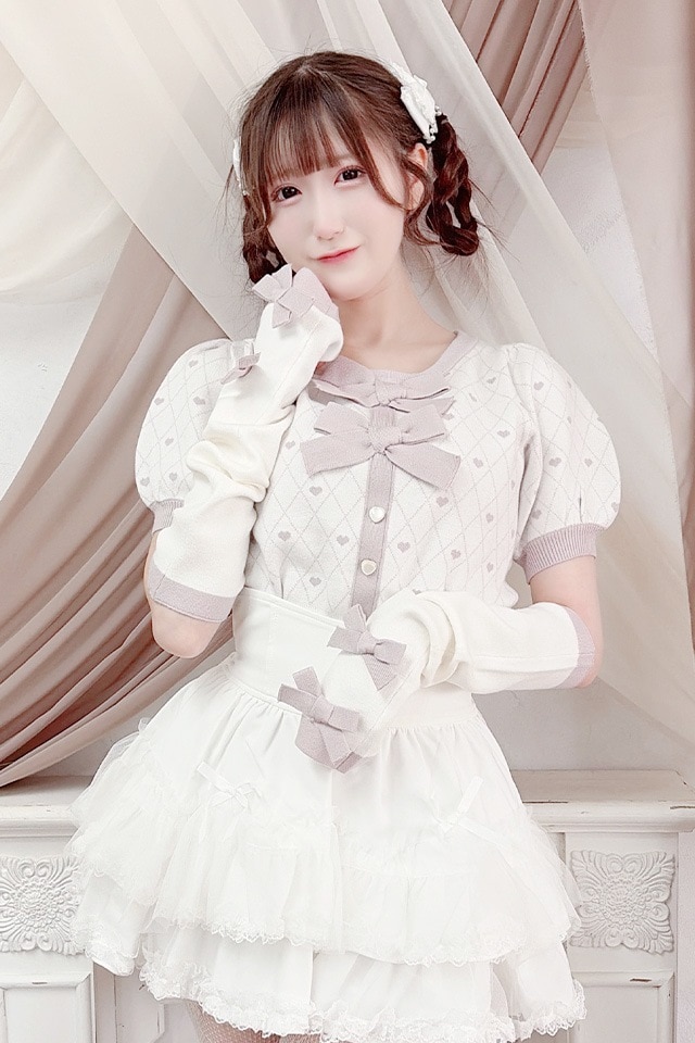 Princess Melody】アームウォーマー付きハート柄2連リボンニット