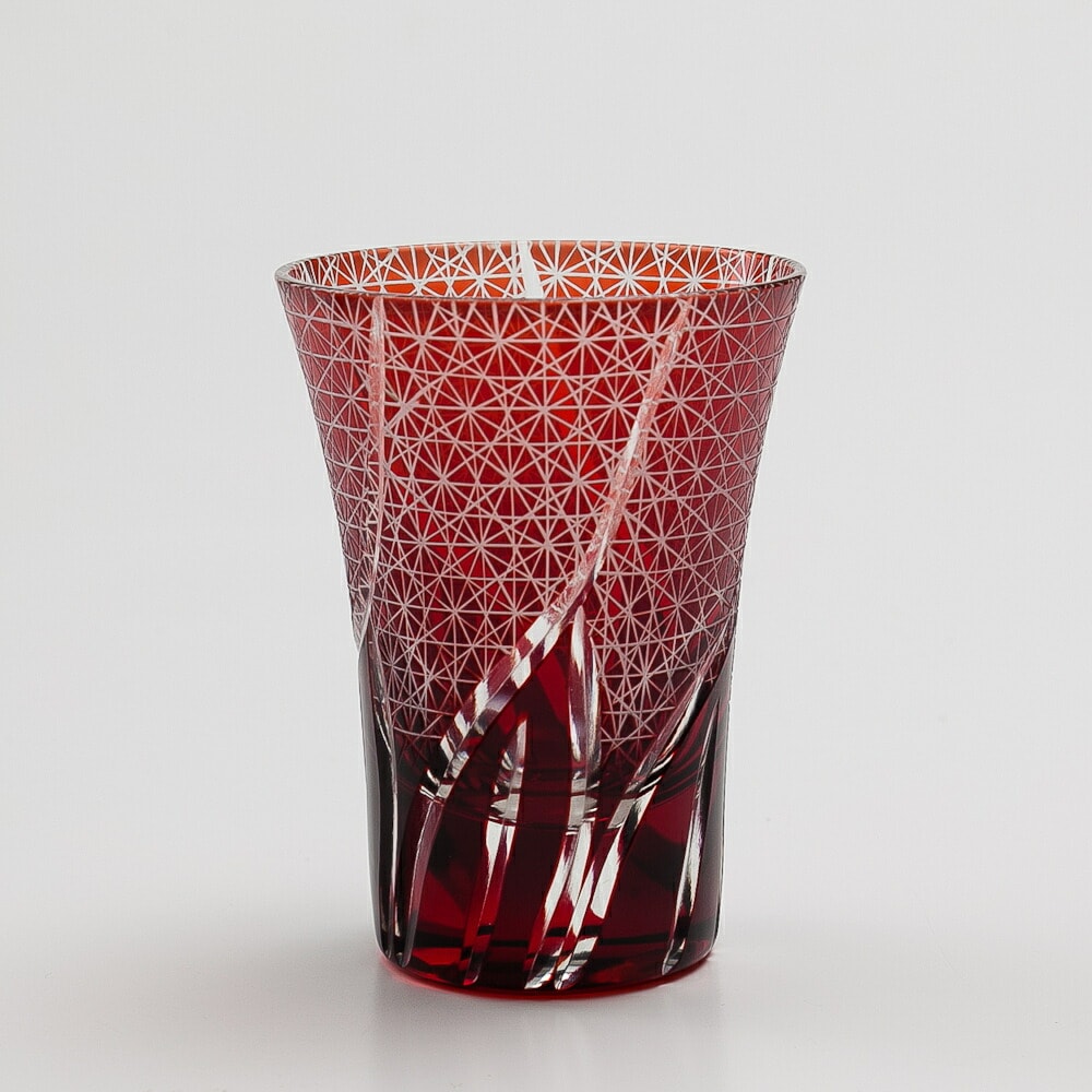 切子ビールグラス 菊つなぎ 赤銅色 食洗機対応 | カップ・茶器・酒器