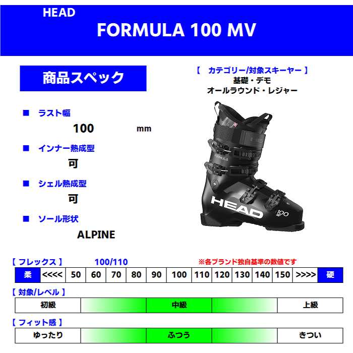 旧モデル ヘッド スキーブーツ 2025 HEAD FORMULA 100 MV BK