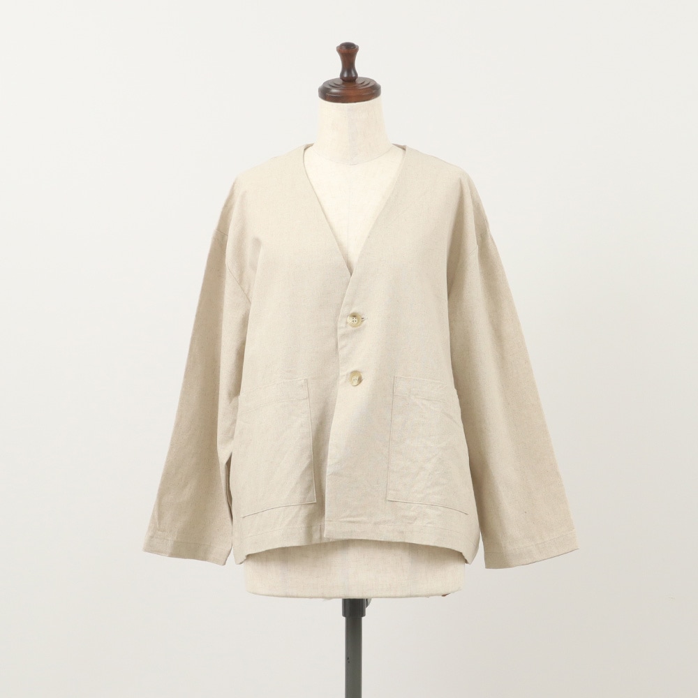 NARU(ナル) ソフトリネンコットンキャンバス ノーカラージャケット
