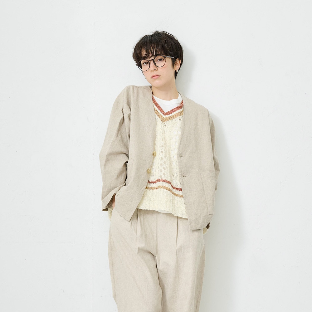 NARU(ナル) ソフトリネンコットンキャンバス ノーカラージャケット