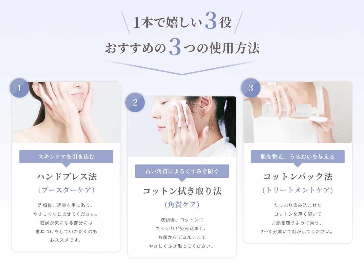 角質を柔らかくし浸透を助ける｜トリプルブースター（導入化粧水