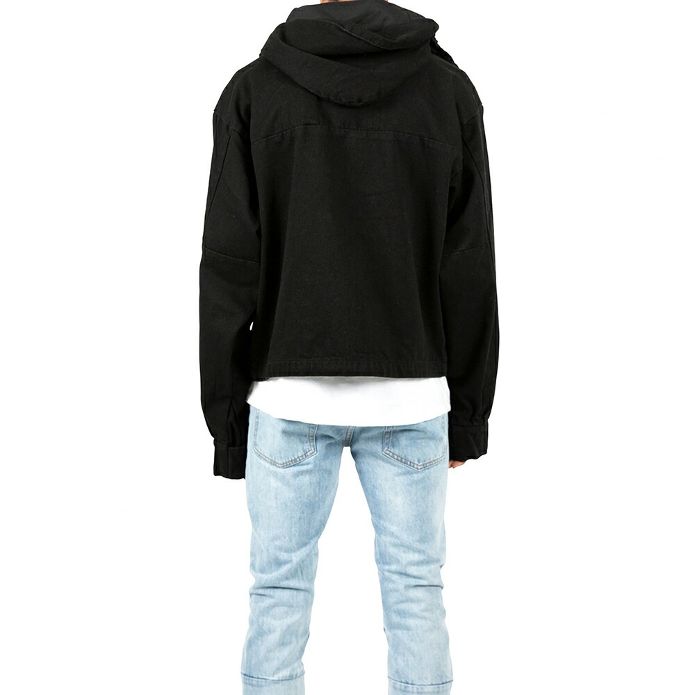 mnml ミニマル HOODED DENIM JACKET BLACK デニムフードジャケット S/M
