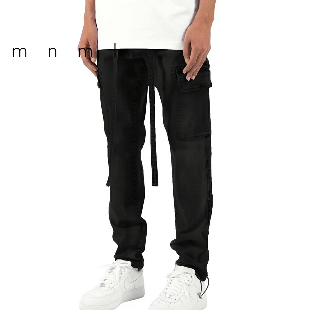 mnml ミニマル DENIM CARGO PANTS BLACK ストレッチ カーゴ デニム