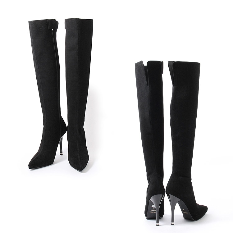 COMEX ニーハイブーツ フルジップ ライブブーツ ハイヒール ポイン