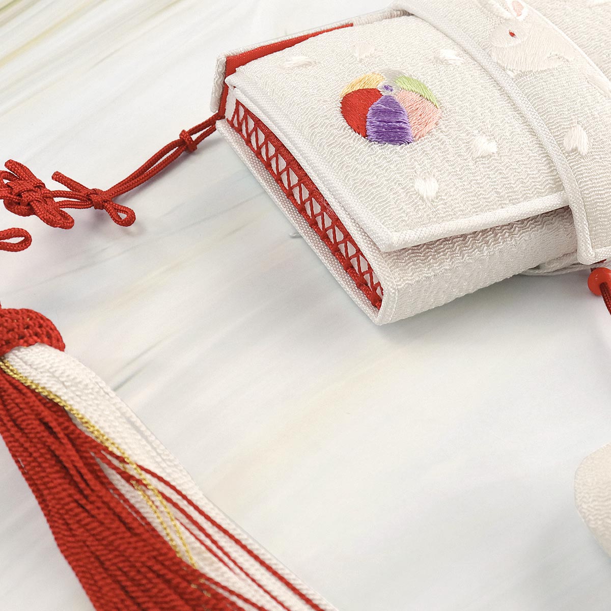 衿秀 公式 七五三 はこせこ 筥迫 セット 七歳 うさぎ 紙風船 白 帯締め