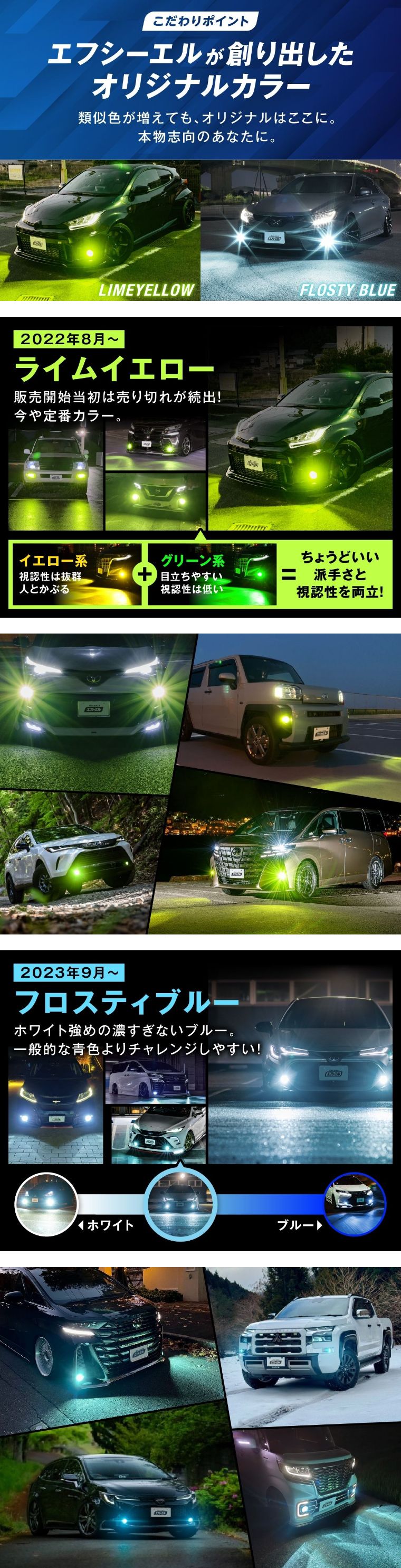 烈光33800lm L1B用 ライム ホワイト フォグランプ2色切替