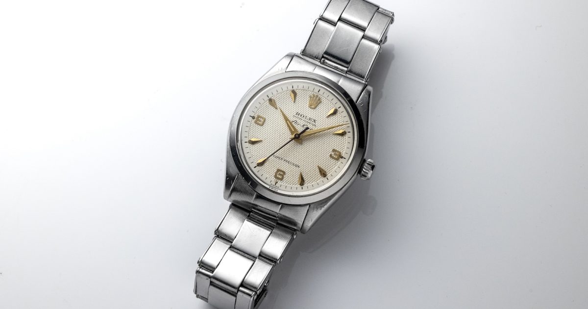 ロレックスのエアキング、超希少なギョーシェダイヤル「Ref.5500」の