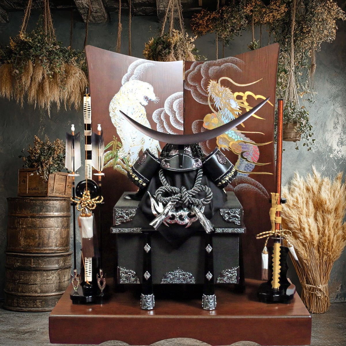 横幅85cm｜着用兜 武将 伊達政宗 黒｜いぶし銀色の渋さが素敵｜五月