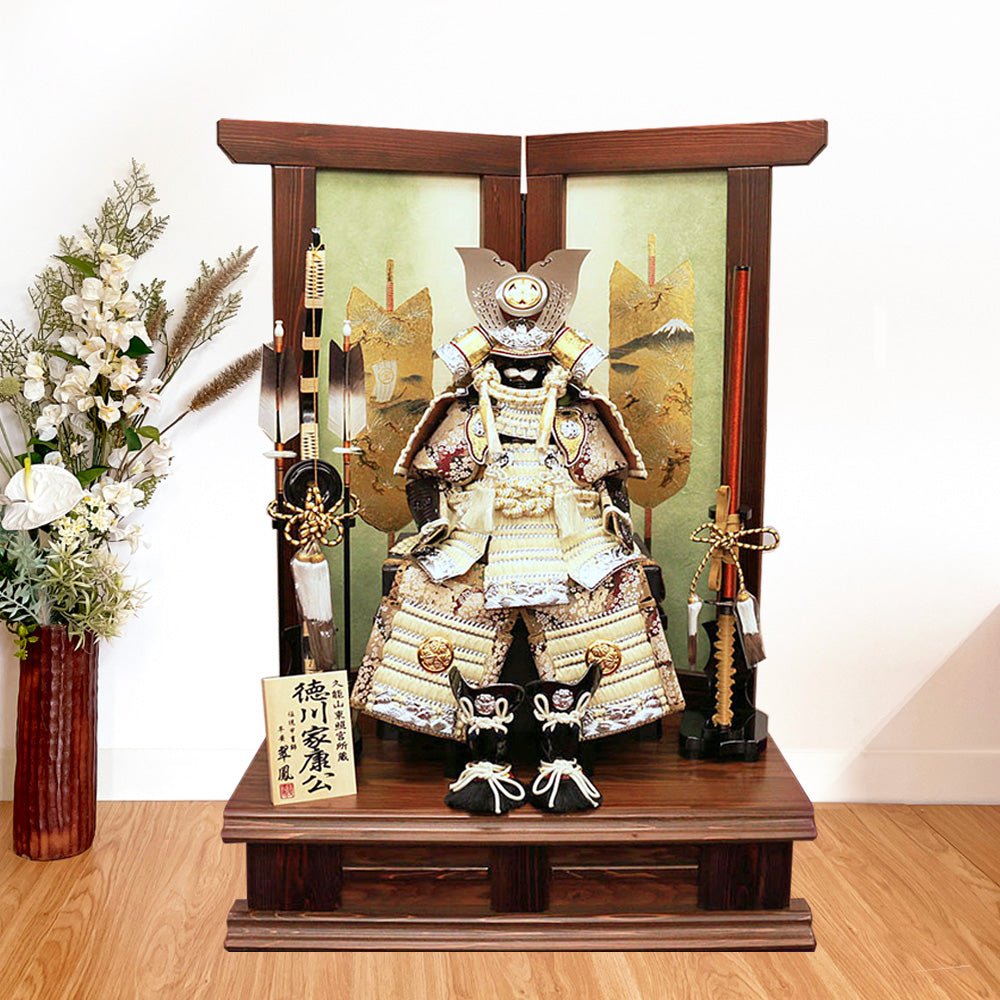 横幅75cm｜翠鳳作 10号鎧 徳川家康｜おしゃれな白い五月人形