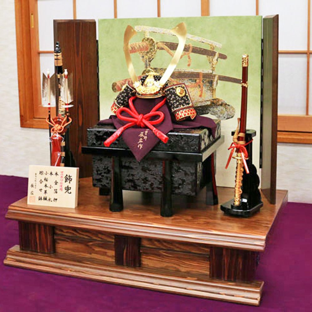 横幅75cm｜1/3 名工 小島辰広作 本金箔押し兜｜本革威(おどし)｜ 五月