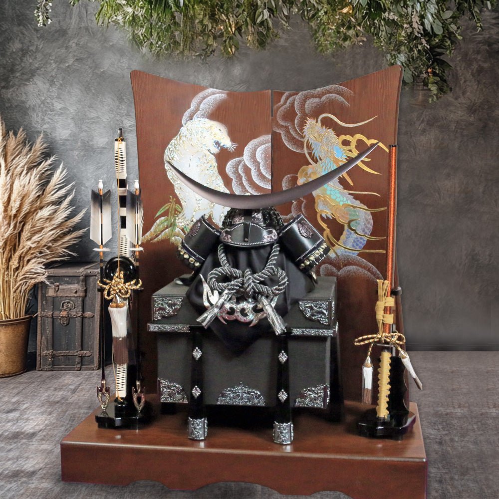 横幅85cm｜着用兜 武将 伊達政宗 黒｜いぶし銀色の渋さが素敵｜五月