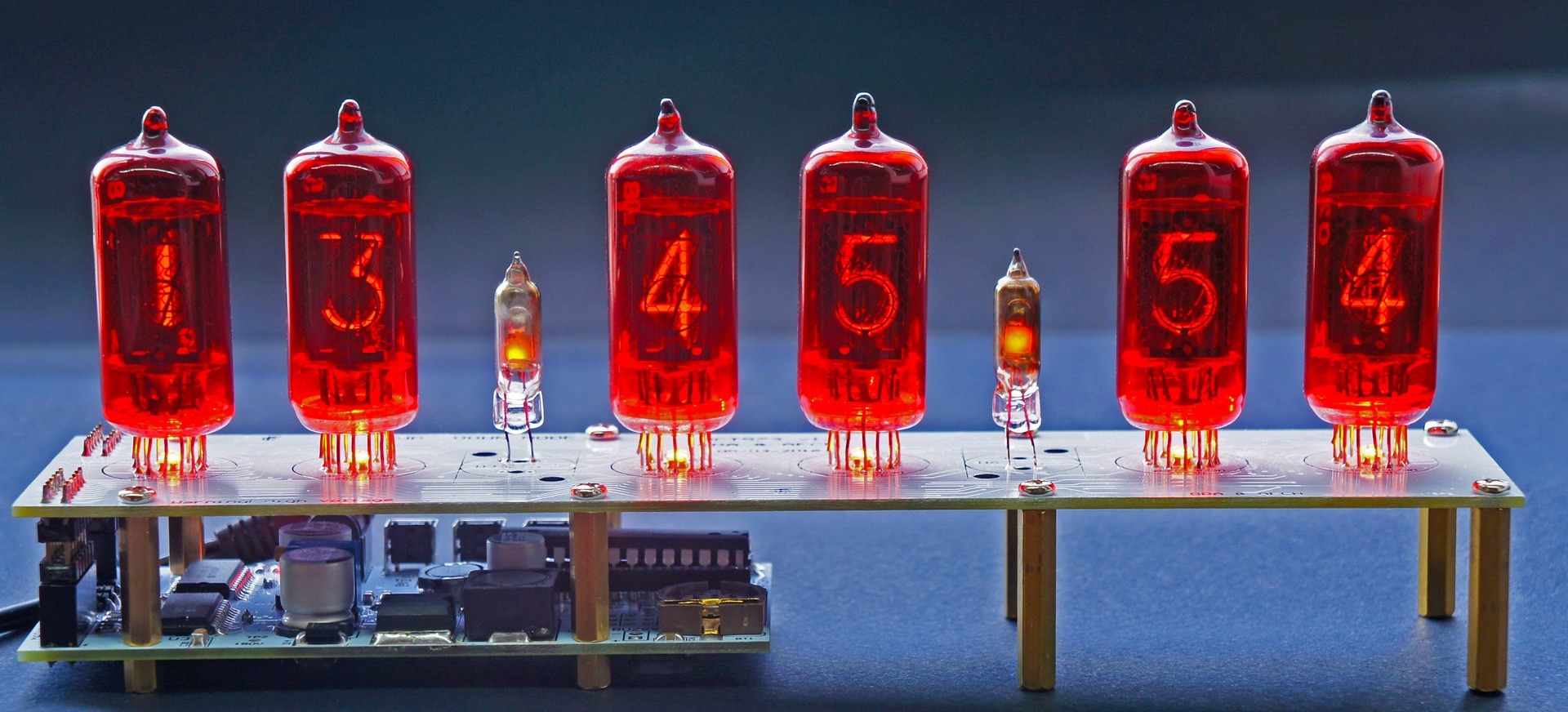 DIY KIT for Z573M Red Nixie Clock with Dots [SMF, RGB, USB, Tunes