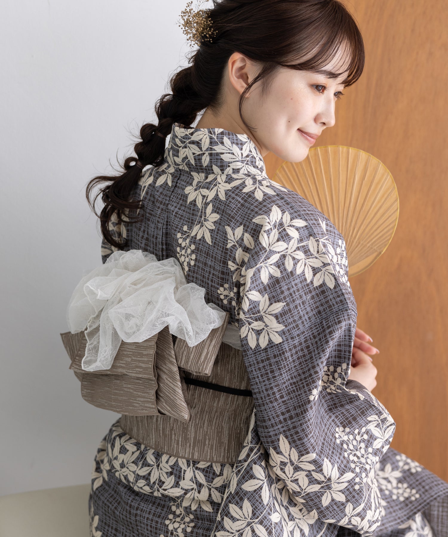 こだわり浴衣5点セット(浴衣/帯/下駄/腰紐/着付け冊子) 変わり織生地