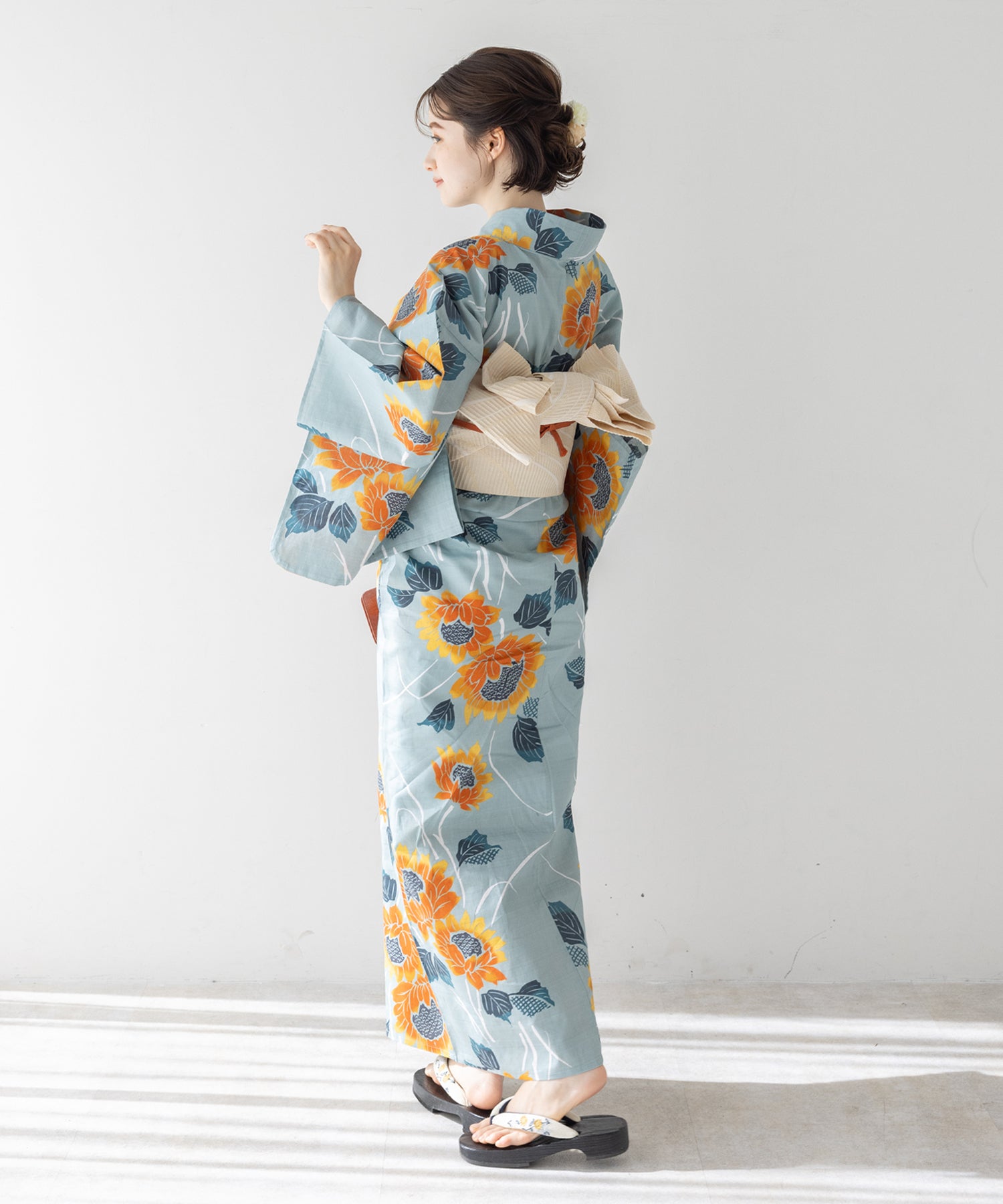 こだわり浴衣5点セット (浴衣/帯/下駄/腰紐/着付け冊子) 変わり織生地