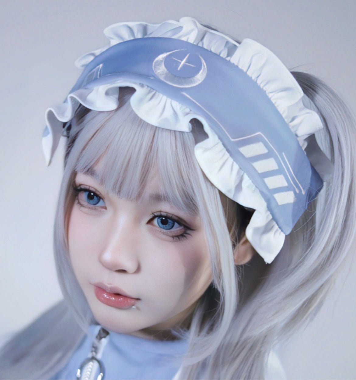 月と星が煌めくサイバー風 長袖ジャージセットアップ 水色界隈 天使