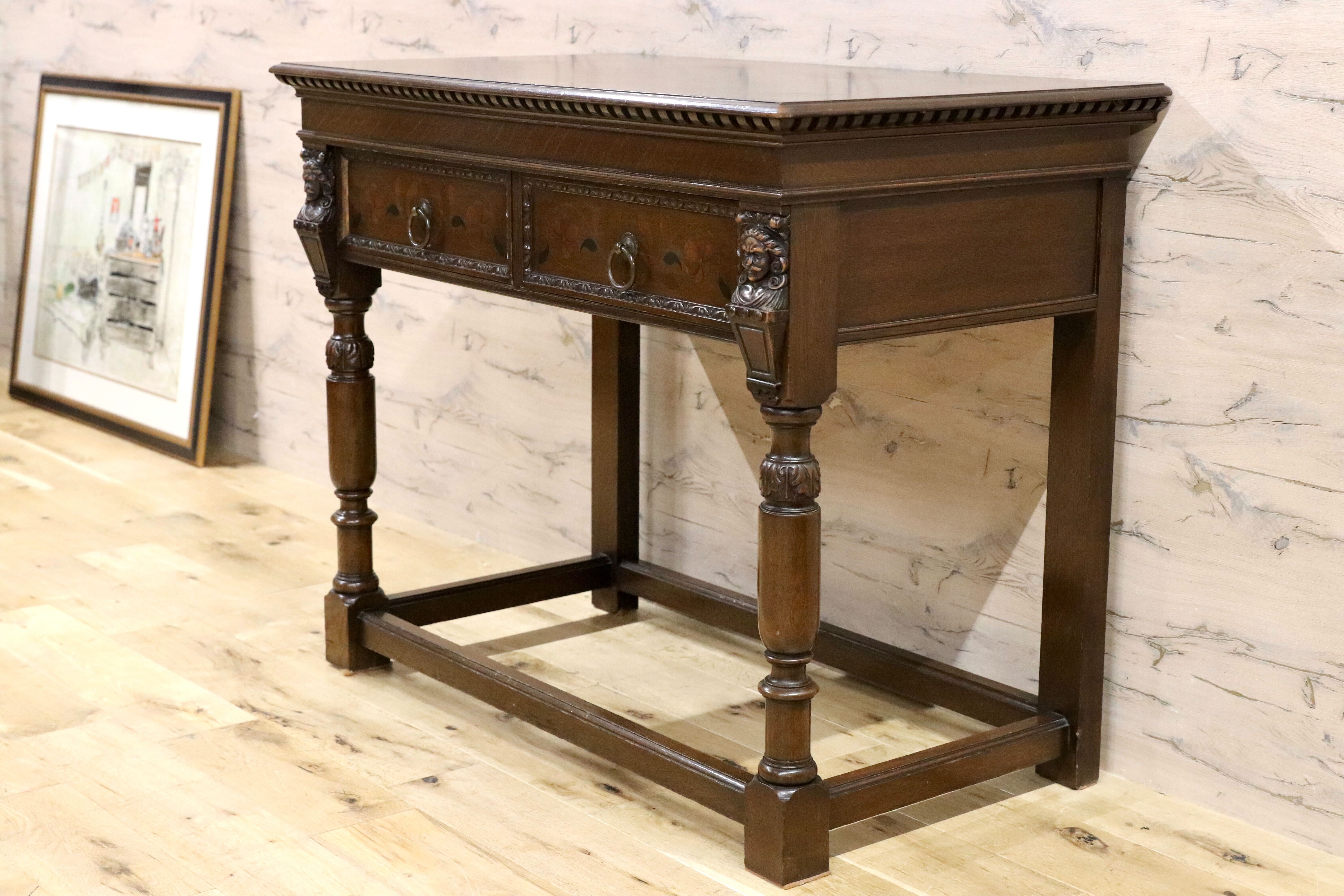 GMGN494○英国 イギリス 西洋 アンティーク コンソールテーブル 作業台