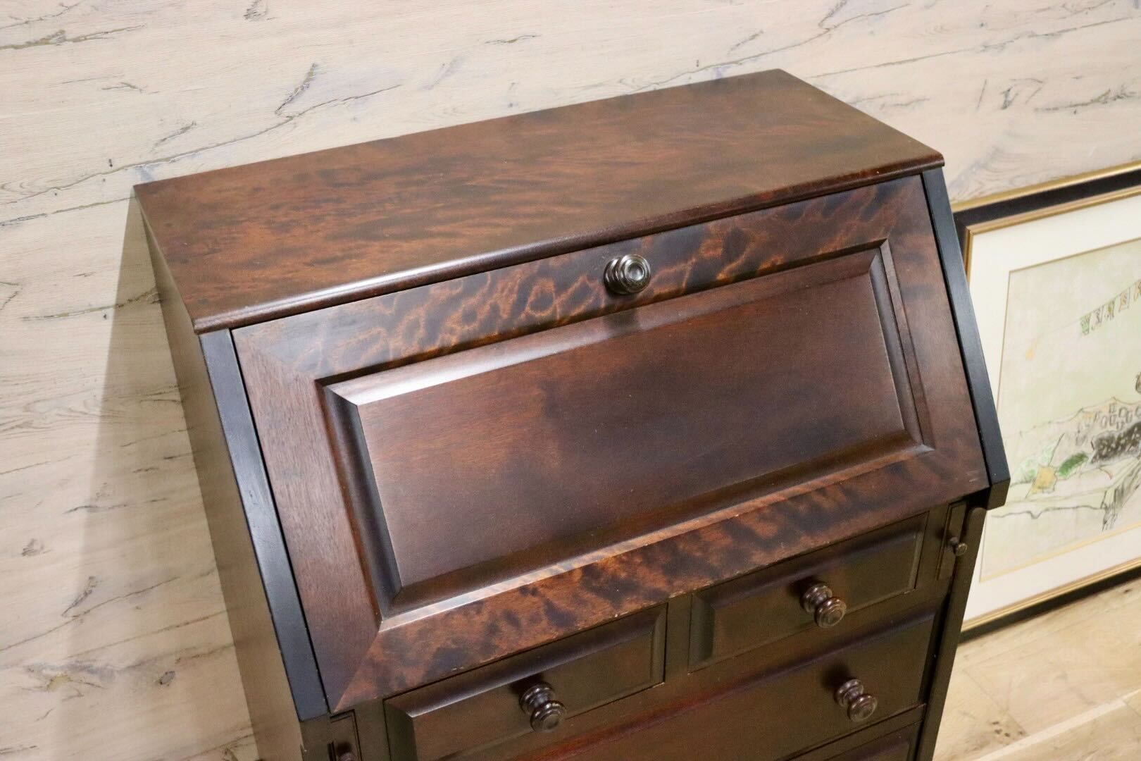 GMGK407○北海道民芸家具 ライティングビューロー 勉強机 学習机 書斎