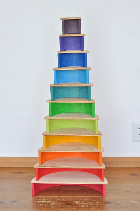 木のおもちゃ 積み木】グリム社（GRIMM'S）虹色トンネル（大）