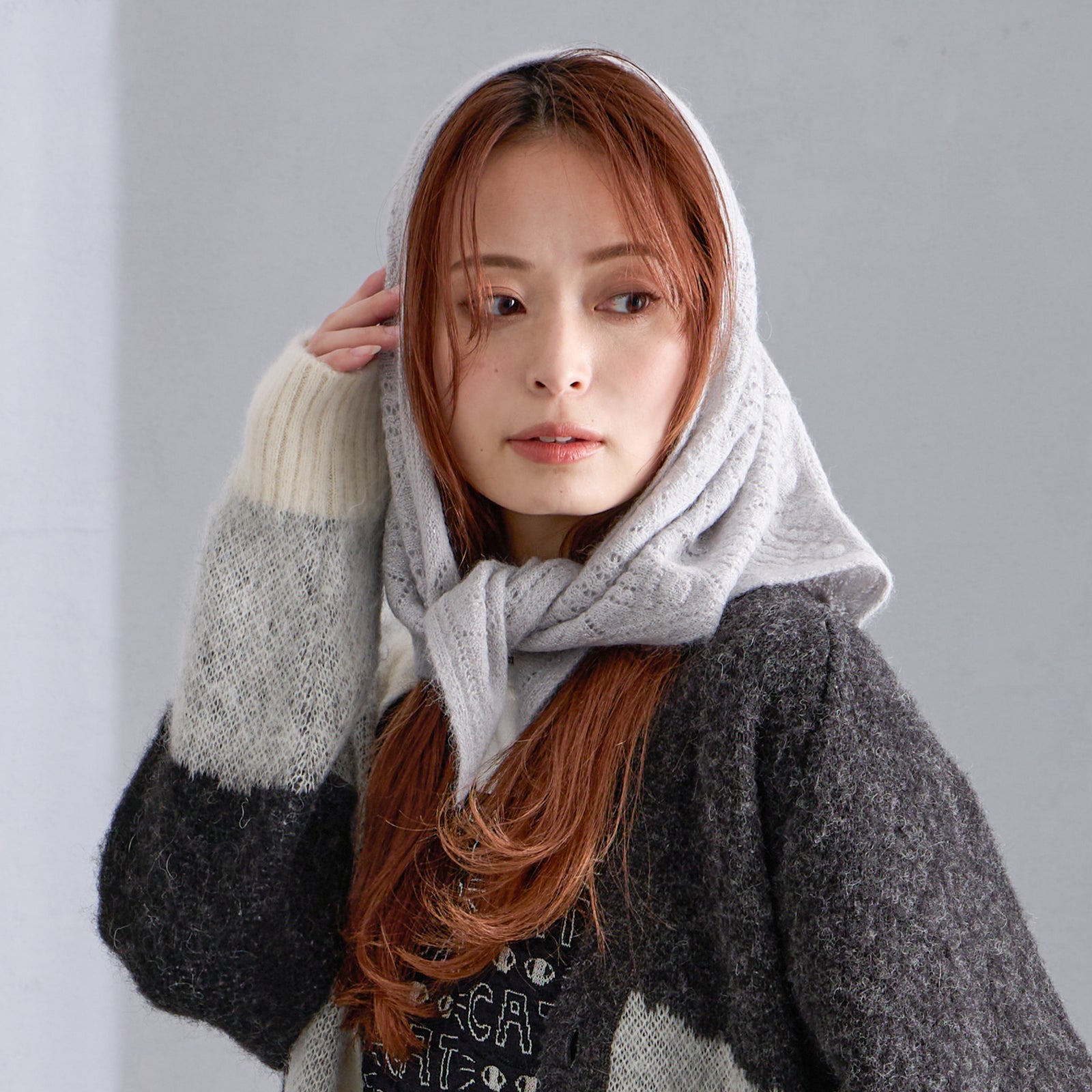 NYG014【NYANDER KNIT/ニャンダーニット】ALPACA CATS CLAW △SHAWL