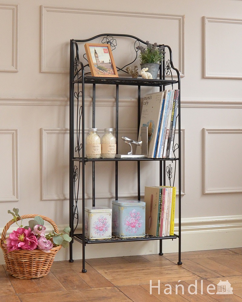 お花模様が華やかなアンティーク風プランタースタンド（折り畳み式）(y