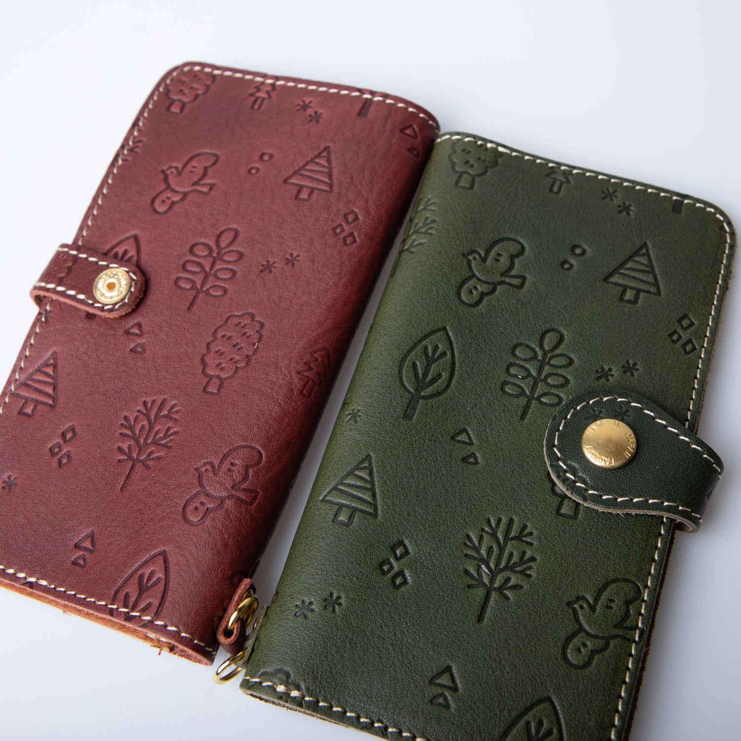 スマホケース 手帳型 栃木レザー 花鳥風月 総柄 JAPAN FACTORY iphone